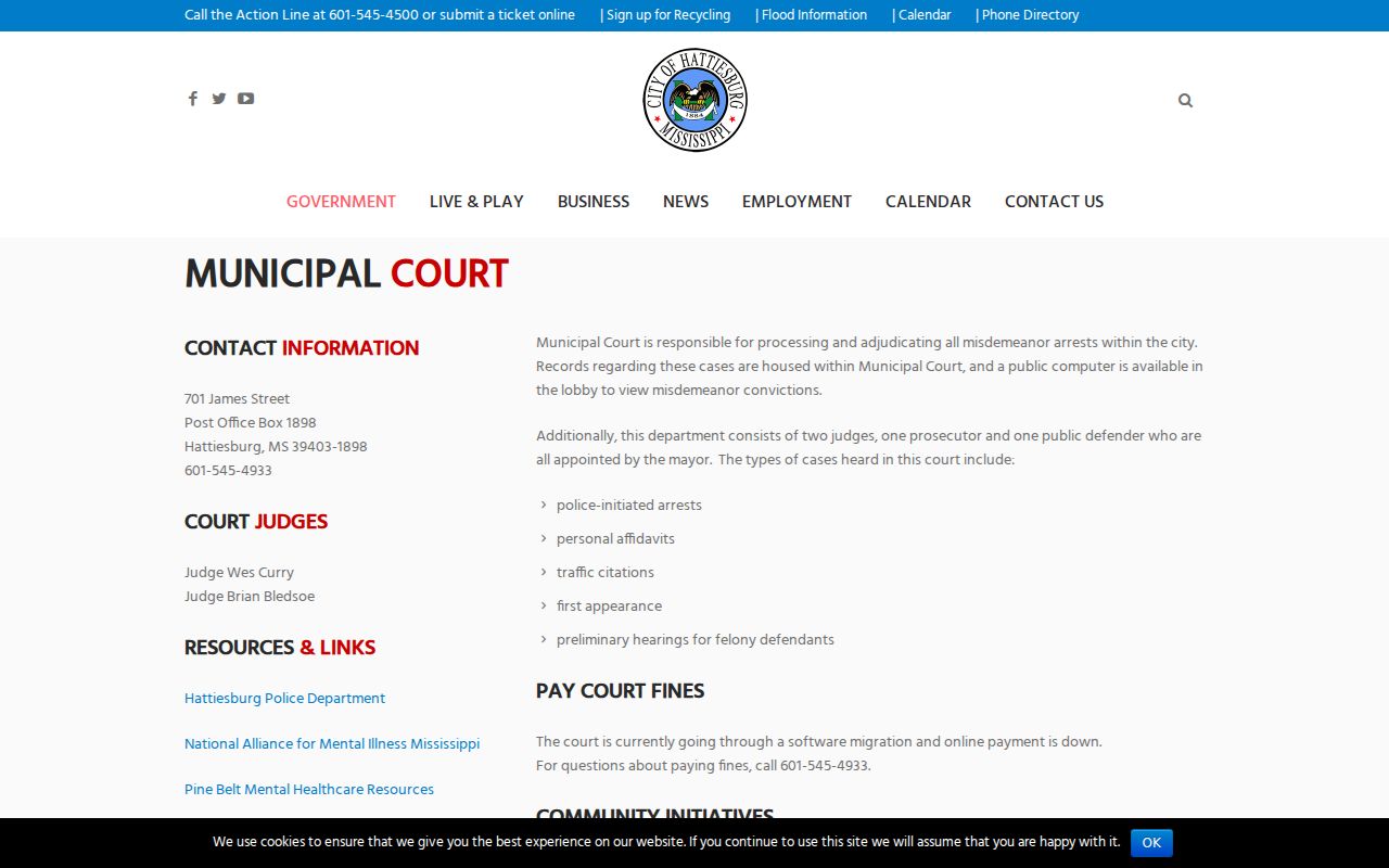 Hattiesburg Municipal Court official page