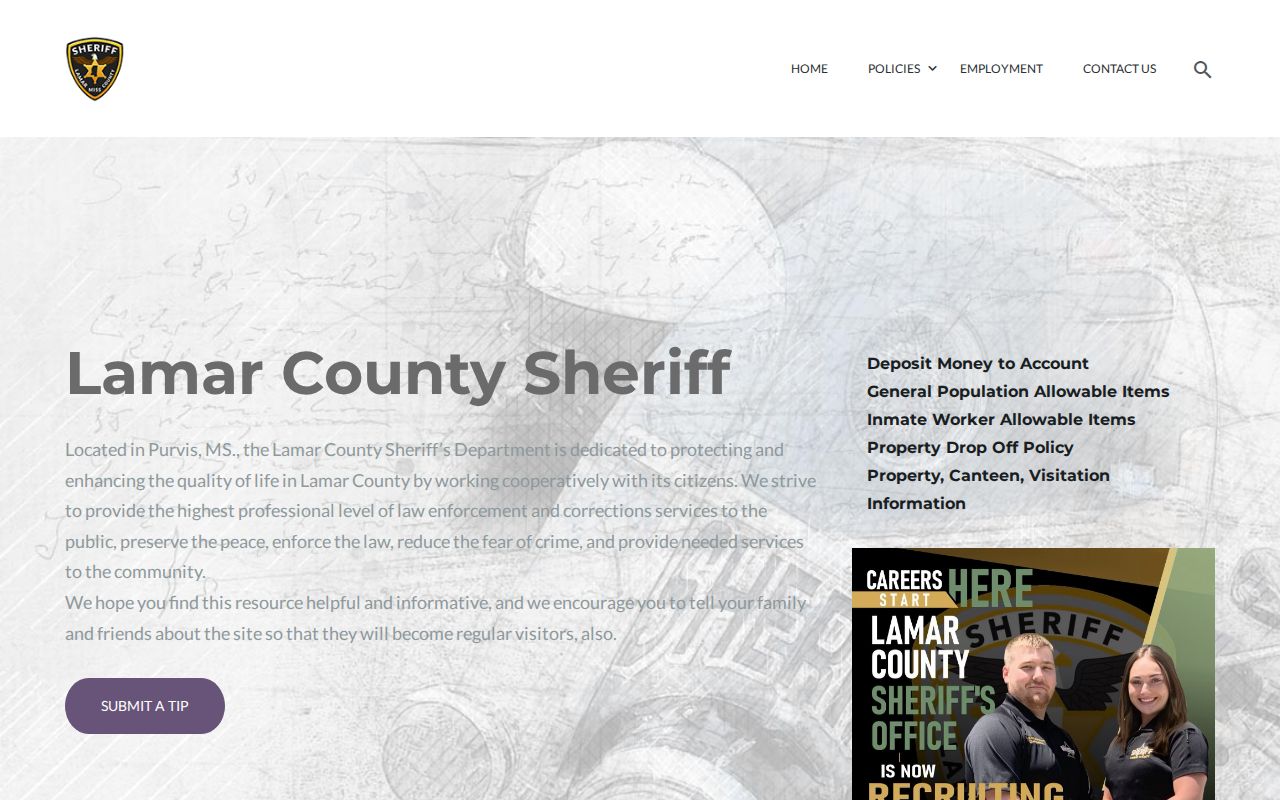 Lamar County Sheriff website interface